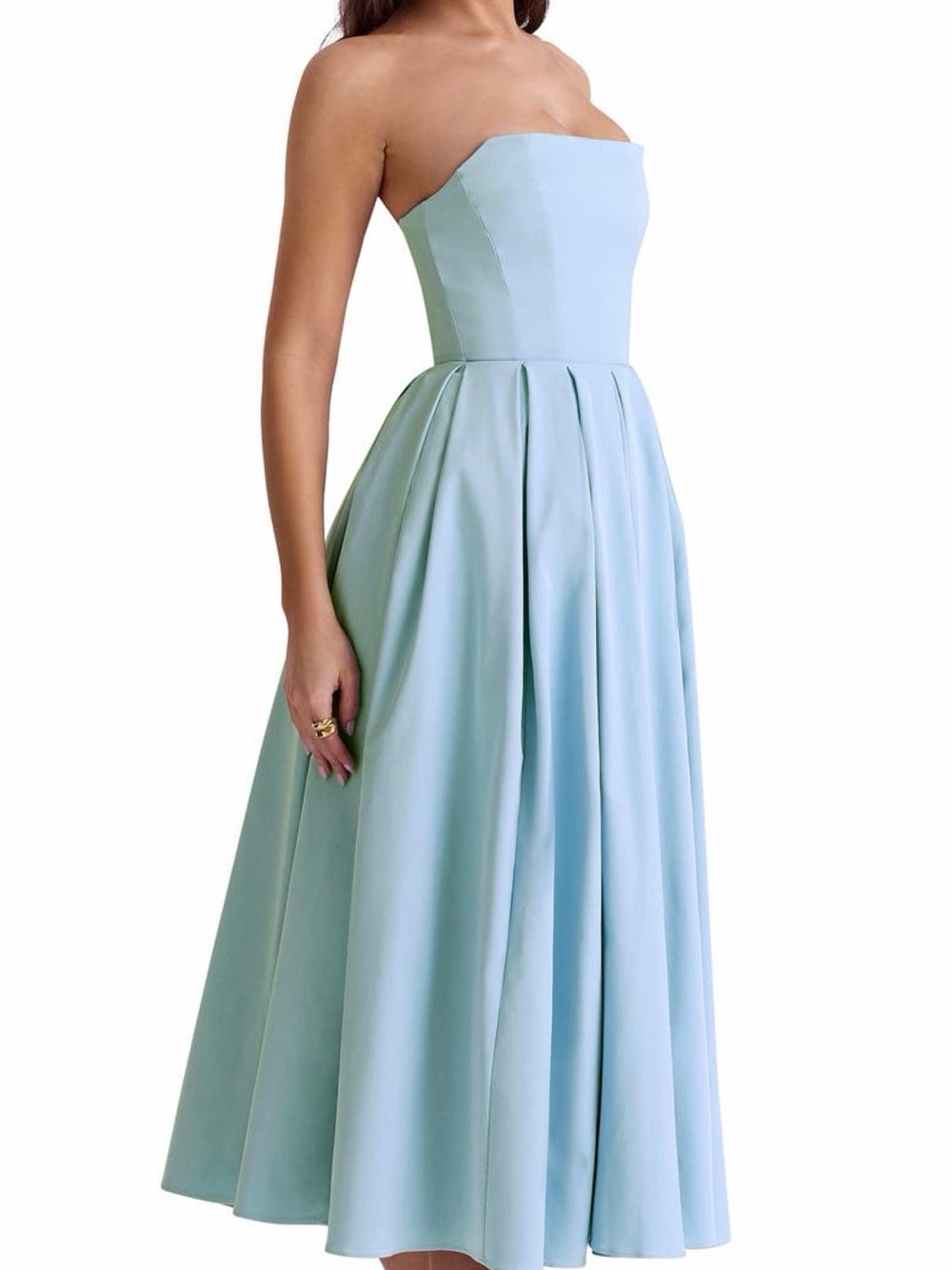 House of CB Strapless Midi Dress in Light Blue